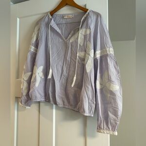 Tory Burch lilac embroidered blouse